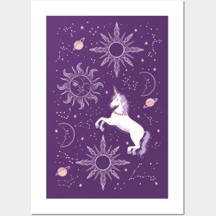 Zodiac Space Unicorn Posters and Art